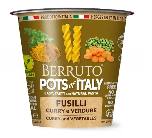 Berruto Pots of Italy Fusilli Al Curry E Verdure 70g | Dell'oro Factory
